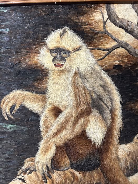 Tablou original din pene semnat Cak Kandal - Feather Art Indoneziană 87/67 cm