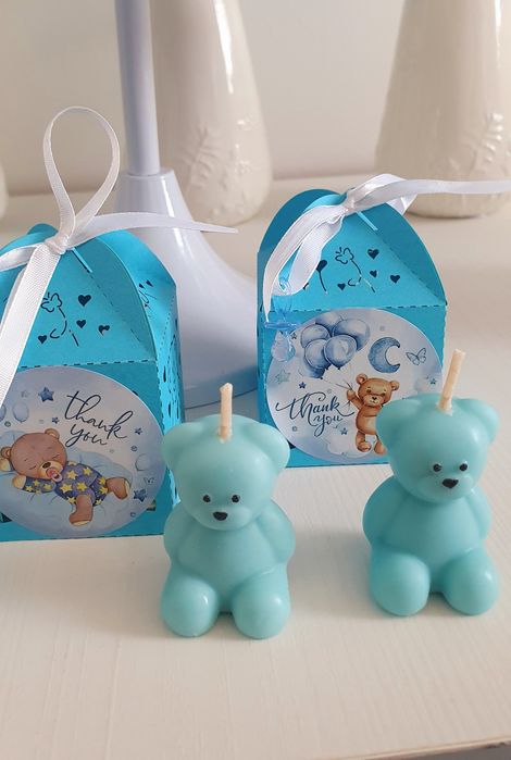 Mărturii botez - lumânare ursuleț ceară naturală de soia