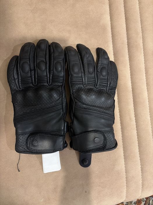 Manusi moto negre de vara din piele