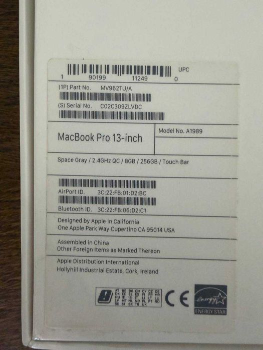 MacBook Pro 13 (A1989 | i5 | 8GB | 256GB SSD | Touch Bar )