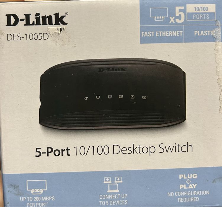 5‑портов бърз Ethernet неуправляем десктоп суич DES-1005D