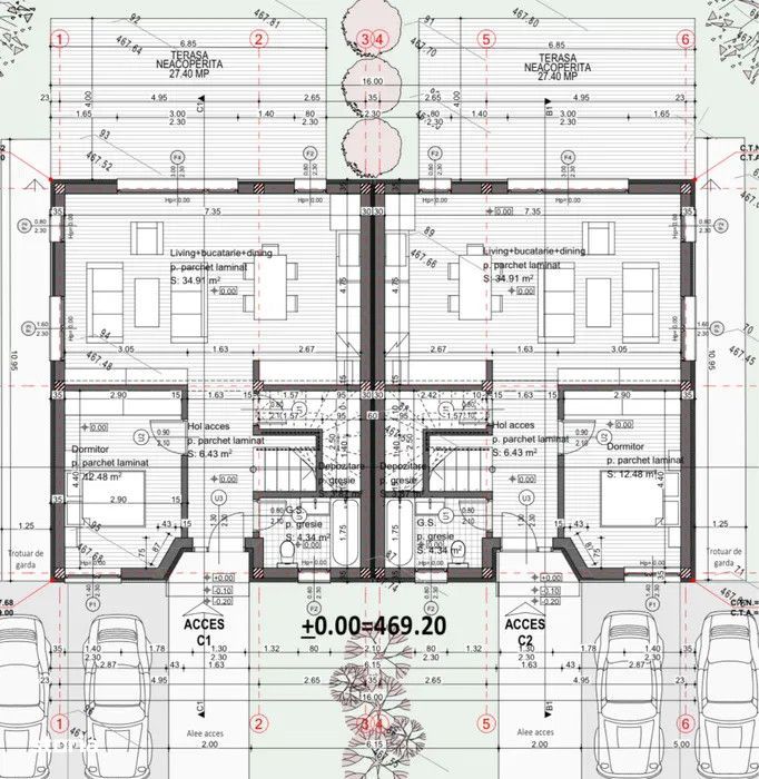 Duplex Semifinisat - 5 camere - 120mp - 375mp ST - Chinteni