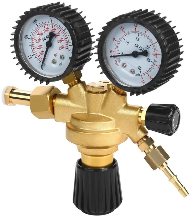 Reductor butelie AR/CO2 XD1822 pentru sudură, cu manometre, reglaj precis și debit maxim 32 L/min