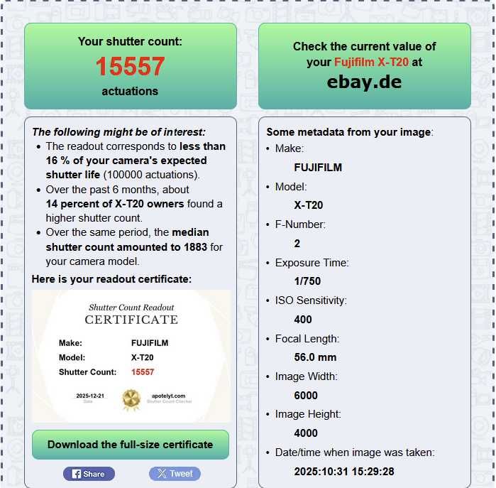 Mirrorless Fujifilm X-T20, отлично състояние
