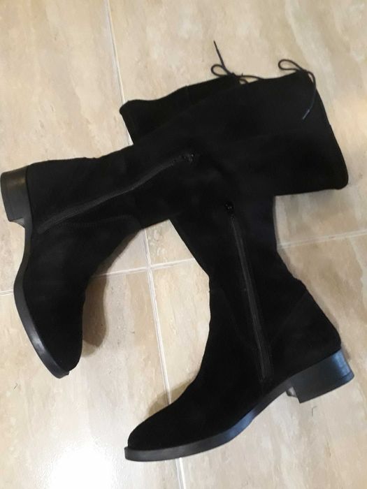 Cizme piele naturala 36-36,5 cu siret la spate