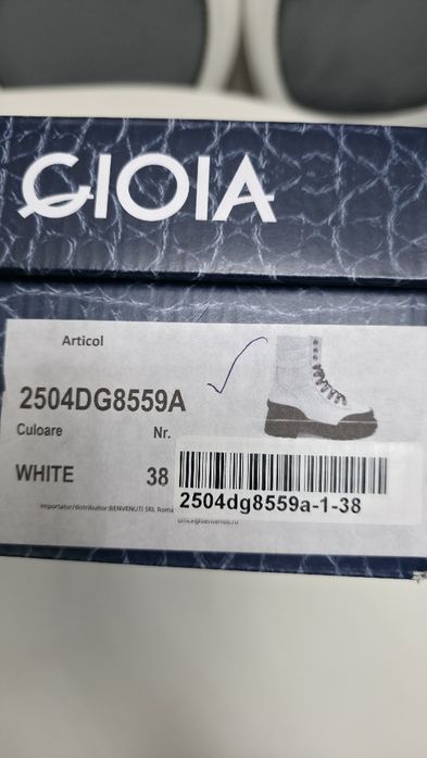 Ghete Combat femei Luca di Gioia albe din piele, marimea 38