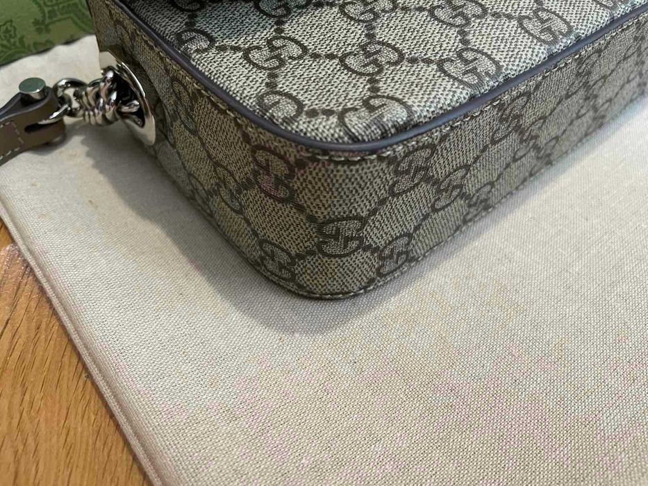 Дамска Малка Чанта Gucci Гучи Petite Щампован Canvas Сребърно GG лого