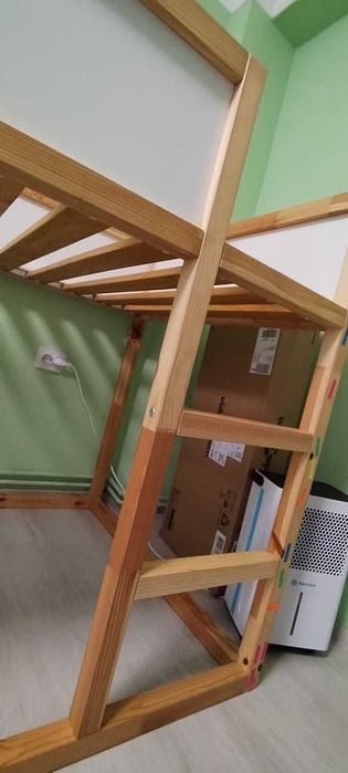 Pat reversibil, alb/pin, 90x200 cm KURA