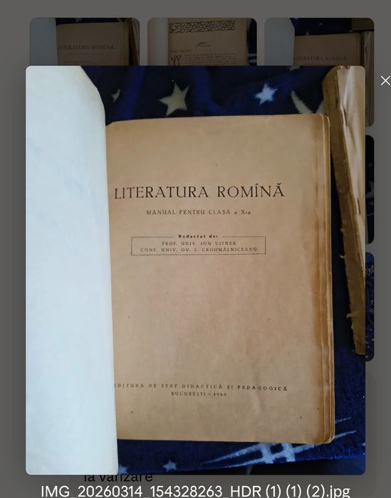 Carte foarte rara-  Manual Literatură Romînă clasa X-a, 1960