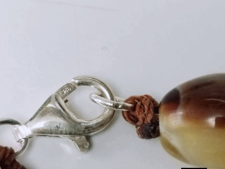 Vechi colier din chihlimbar natural baltic,  bone Amber, argint 925