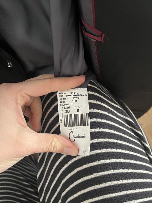 Мъжки черен стилен костюм Carducci 48 размер Slim Fit