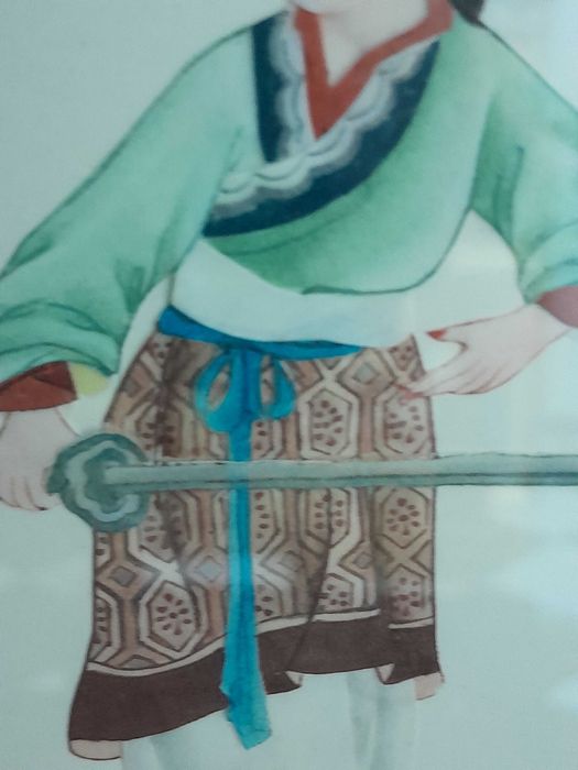 Tablou vechi acuarelă china, timbru sigiliu autenticitate