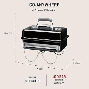 Преносимо барбекю на дървени въглища Weber 1131004 Go Anywhere, 42x26 cm