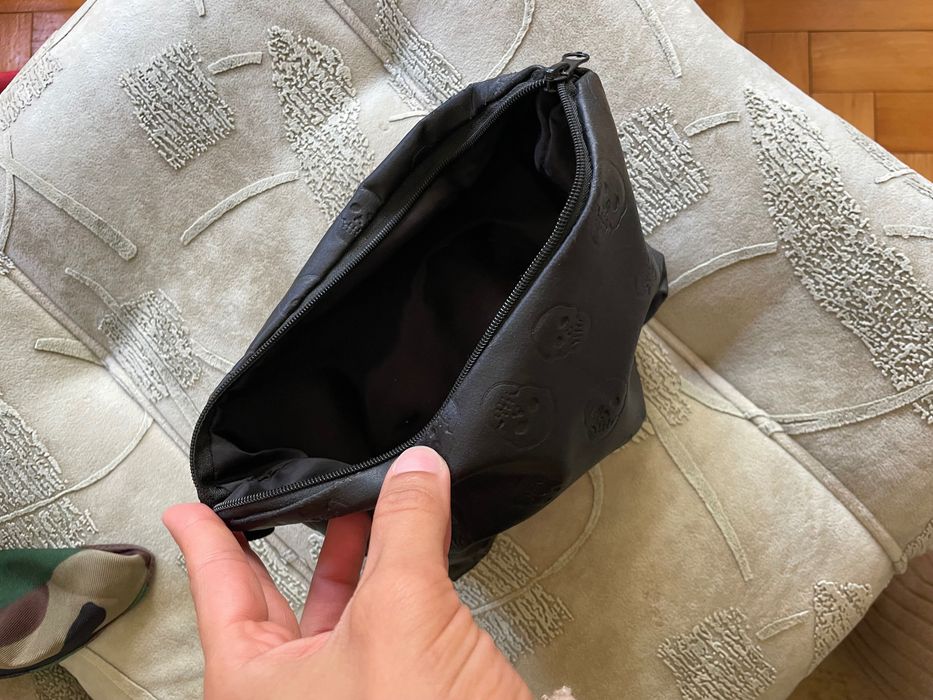 Несесер черен кожен черепи за гримове за аксесоари портфейл калъф