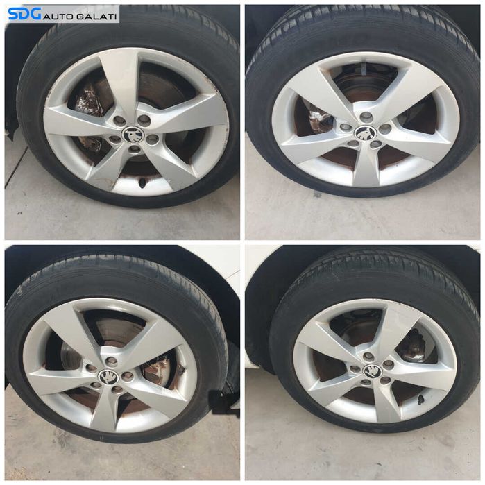 Set 4 Jante Roti Aliaj 5x100 215 45 16 R16 Anvelope Vara Skoda Fabia 2 2007 - 2015 [C4452]