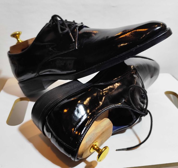 Pantofi derby 43 de lux Azzaro NOI piele naturala moale lacuita