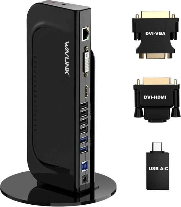 Докинг станция за лаптоп WAVLINK за два монитора 2* USB 3.0 4* USB 2.0