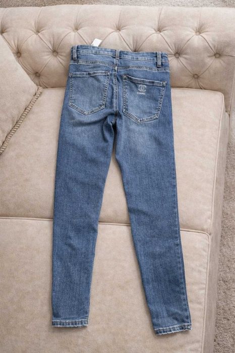 слим дънки шанел топ молив  chanel син дълъг панталон дънков деним