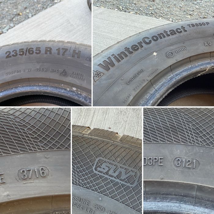 4бр. ОТЛИЧНИ Зимни Гуми 235/65R/17 -CONTINENTAL- DOT:3716- 6.4мм+5.6мм