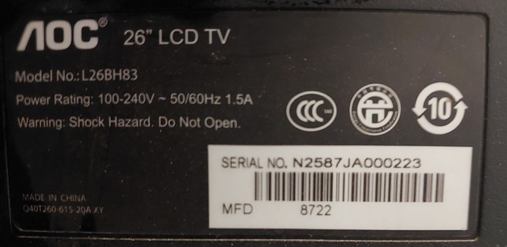 Телевизор 26" LCD TV AOC