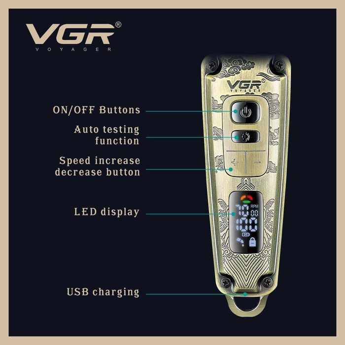 VGR V-901 Професионална машинка за подстригване USB включени аксесоари