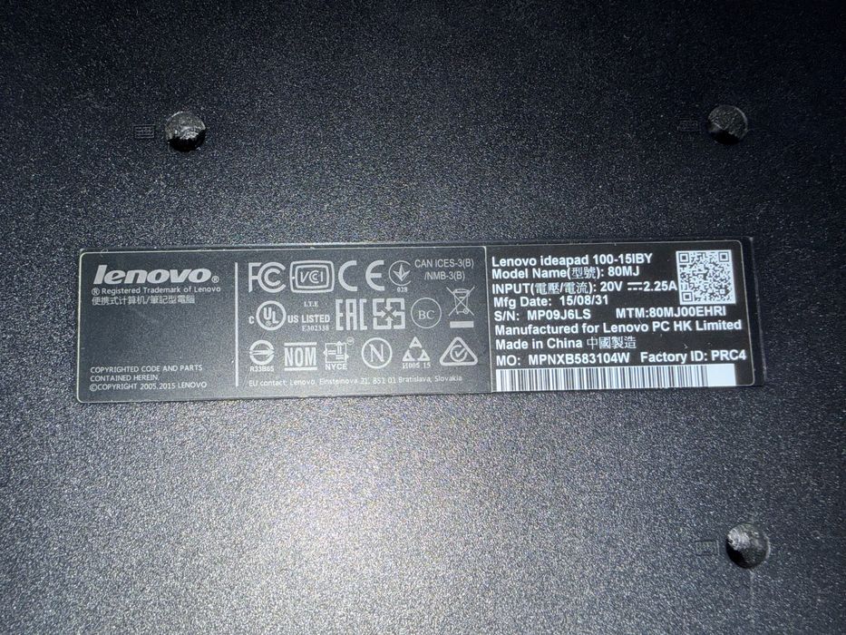 Laptop lenovo ideapad 100-15IBY