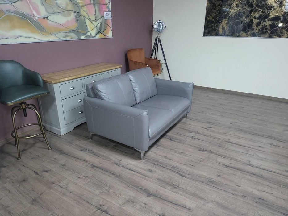 ПРОМОЦИЯ!!! Дизайнерски сив кожен диван двойка