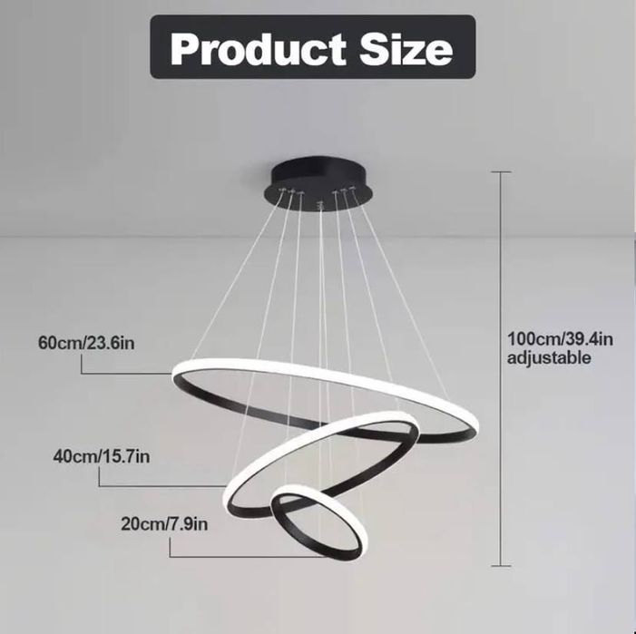 Современная стильная подвесная лампа с 3-мя лентами