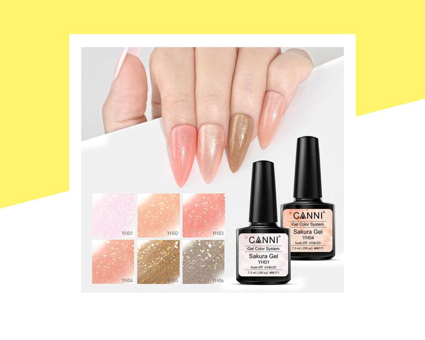 Професионален UV/LED брокатен гел лак CANNI, натурални цветове