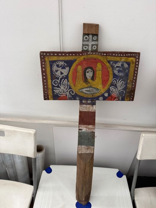 Cruce de Jurământ / Artă Naivă Lemn Pictat