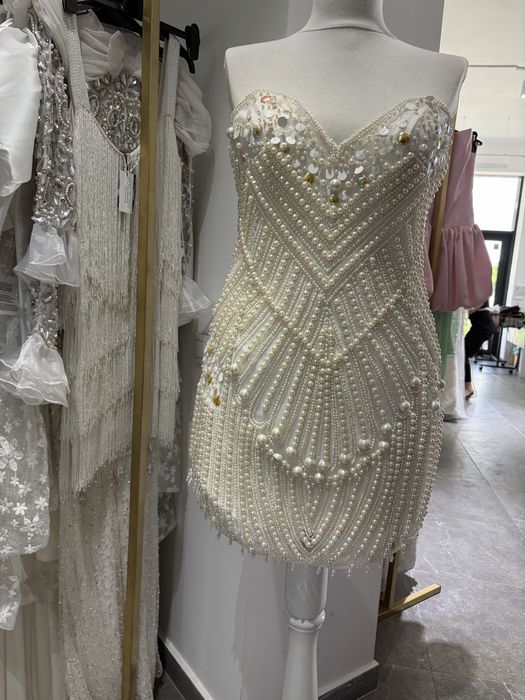 Rochie superba Asos luxe, aplicatii de perle, noua