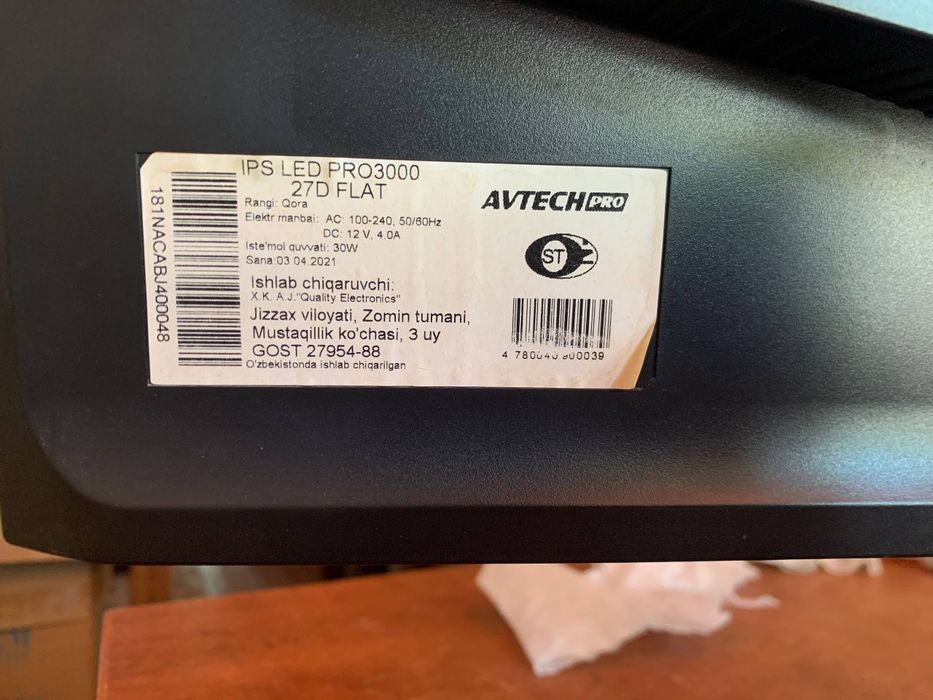 Avtech pro 27lik monitor sotiladi