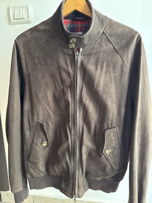 Geacă Baracuta G9 Harrington Four Climes piele întoarsă - Made in Italy - Mărimea 38 (S/M)