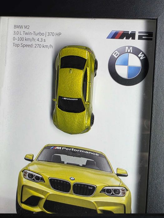 Tablou decorativ BMW M2 2016 – Galben | 20 × 15 cm