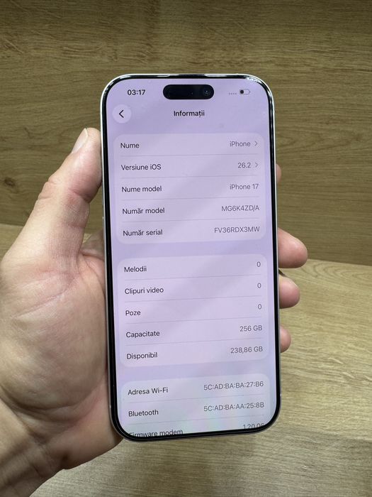 iPhone 17 256Gb Alb 100% battery life