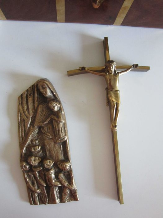 cadou deosebit rar Joseph Krautwald 1960 Crucifix Cruce bronz