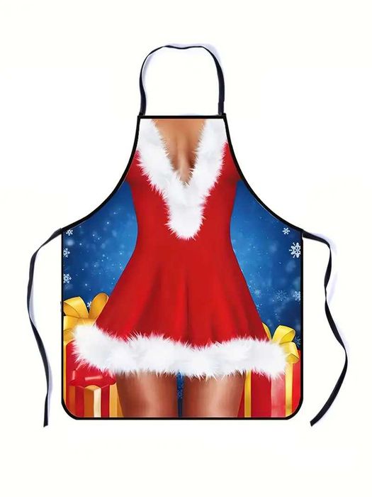 Нова коледна забавна престилка Снежанка и Дядо Коледа