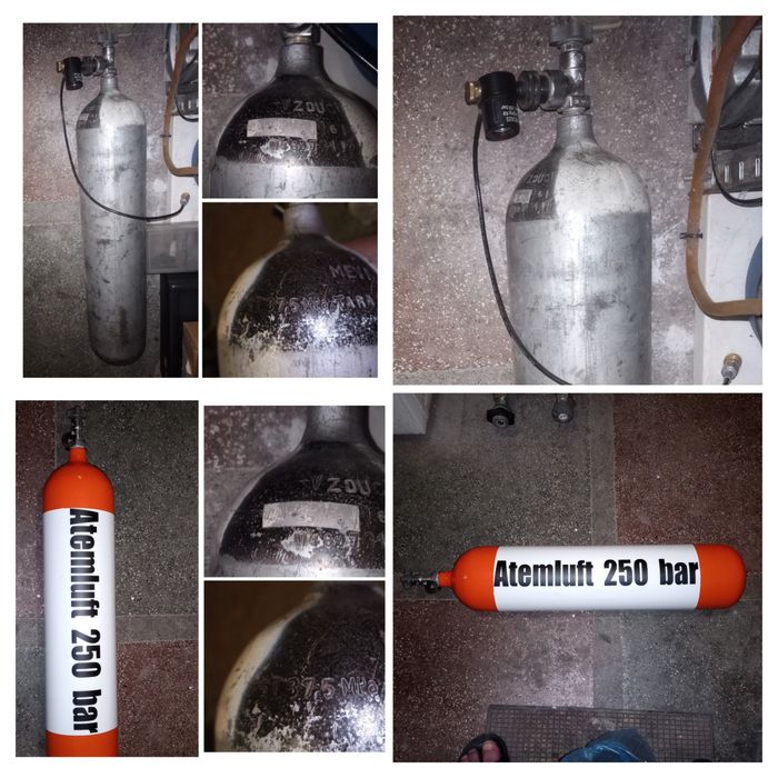 Продавам 1 брой метална бутилка - 7L - 250 BAR - АТМОСФЕРИ работно налягане - САТУРН