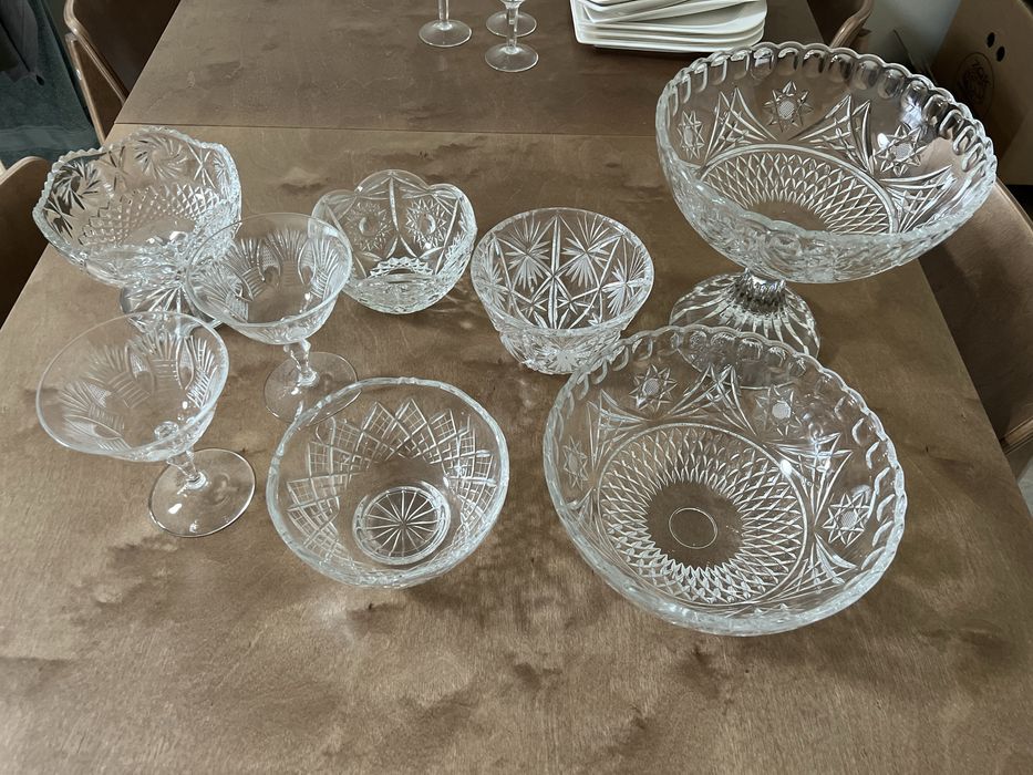 Хрусталь Hemah, термос чайник, белые тарелки