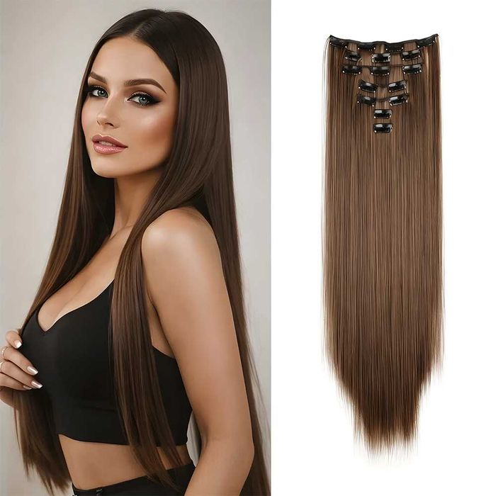 Къдрав екстеншън с клипс / треса / треса с клипси / Удължение за Коса