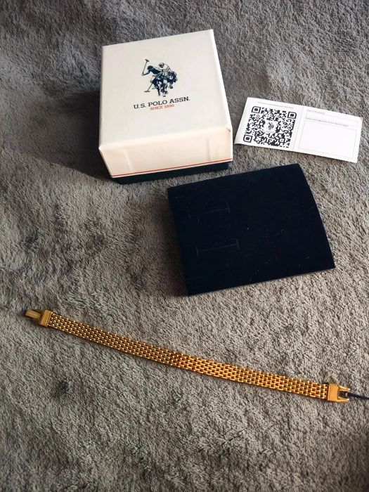 US Polo Assn brățară unisex otel inoxidabil culoare aurie 20 cm lungime noua originala