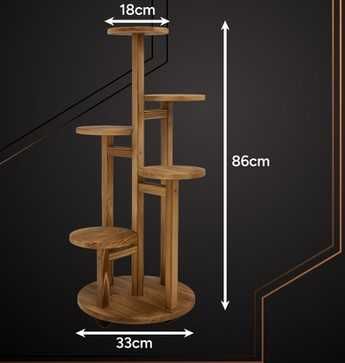 Висок вертикален цветарник - подвижна стойка за саксии от дърво