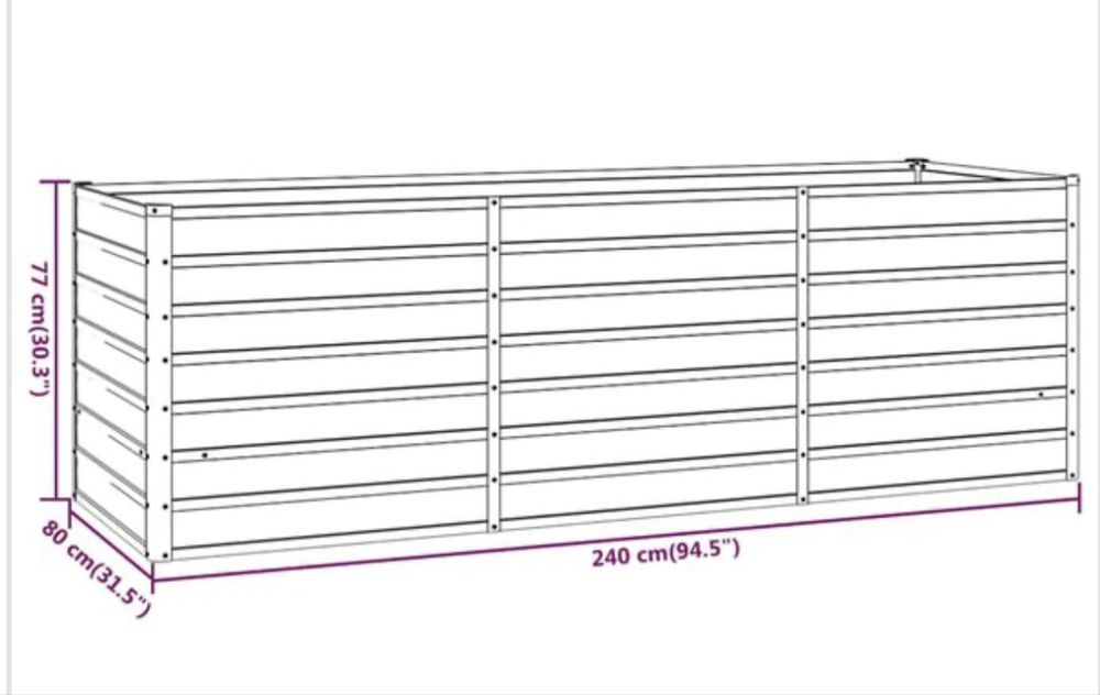 vidaXL Garden Raised Bed Rusty 240x80x77 cm Corten Steel