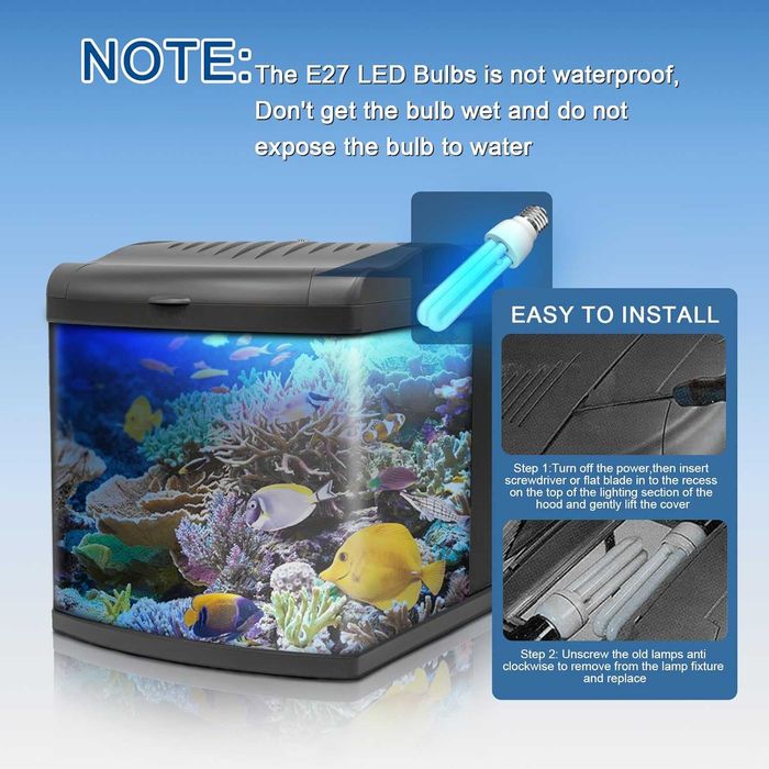 E27 10W LED крушка за аквариум, 48, 64 и 120 литра