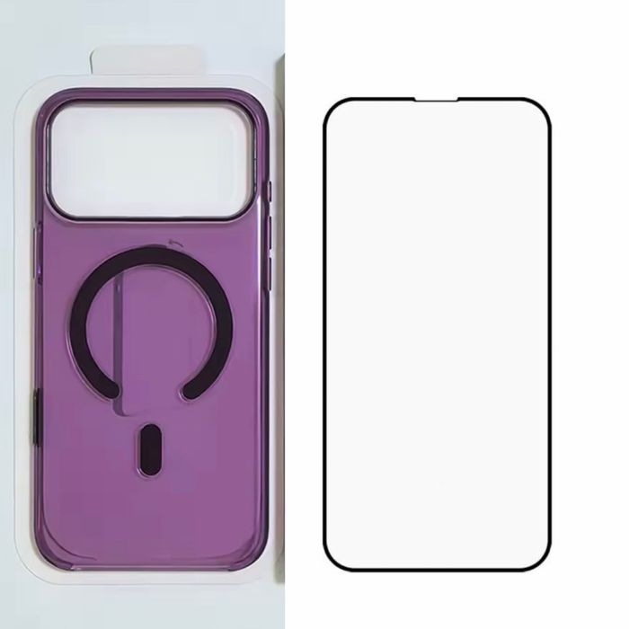 Iphone 17/18/PRO/MAX Husa Magsafe Plastic Ultra Slim + Folie Sticla Edge Clear / Privacy