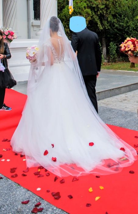 Rochie de mireasa Pollardi Gabbiano A-line/printesa,perle