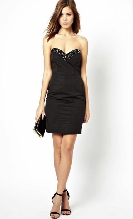Warehouse Black Embellished Cocktail Dress, Nou, S