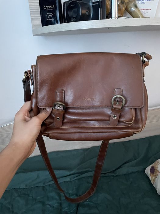 Geantă Rossetti din piele naturală maro, curea ajustabilă