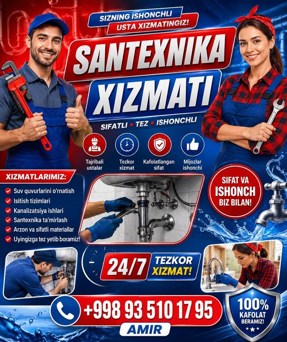 Santexnika xizmati Toshkent shahar boʻylab