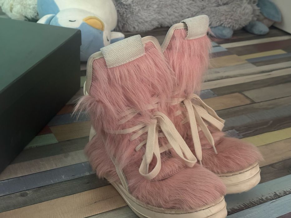 rick owens geobaskets fur pink